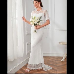 Lace Flutter Sleeve Mermaid Hem Wedding Dress